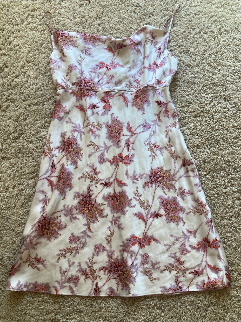 Victoria's Secret White Slip Dress with Pink Floral Print